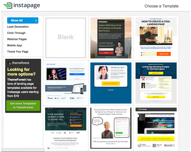 Instapage templates