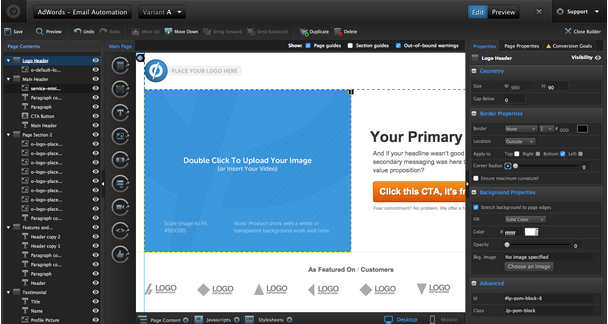 Unbounce editor